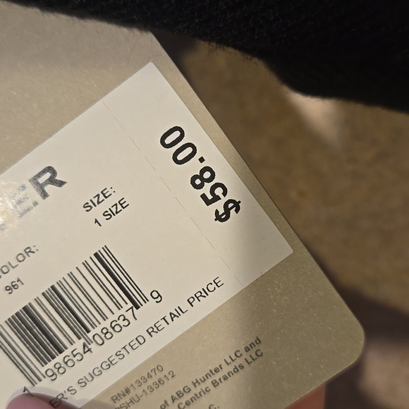 New Hunter Black Unisex Fleece Lined Beanie - Picture 7 of 10